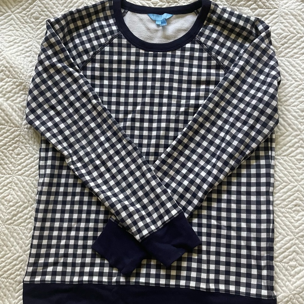 Draper James NWOT Navy Gingham Natalie Sweatshirt